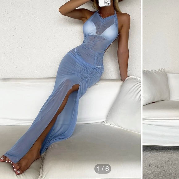 Dresses Nwt Ruched Mesh Bikini Cover Up Poshmark